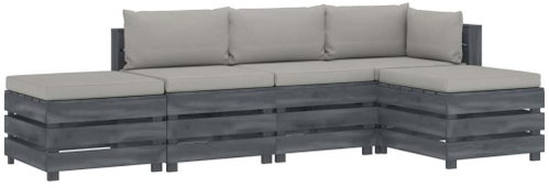 5-piece garden sofa made of pallets + taupe pillows wood 3052066 3052066 - Garden Furniture - Main image