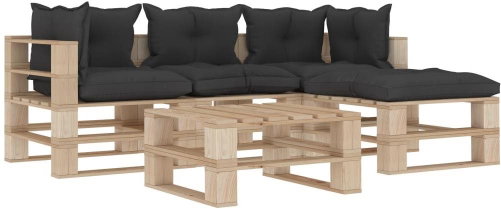 5-piece garden sofa set of pallets black cushion wood 3052213 3052213 - Garden Furniture - Main image