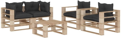 5-piece garden sofa set of pallets black cushion wood 3052224 3052224 - Garden Furniture - Main image