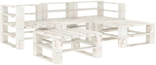 5-piece garden sofa from pallets wood white 3052169 3052169 - Garden Furniture - Main image