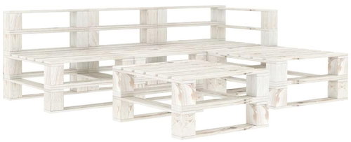 5-piece garden sofa made of pallets wood white 3052174 3052174 - Garden Furniture - Main image