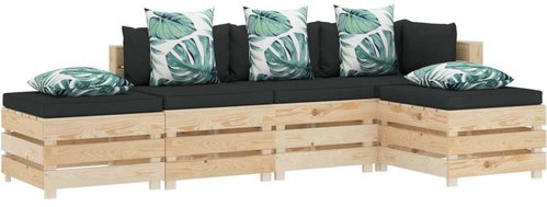 5-piece garden sofa set of pallets flowered cushion wood 3051859 3051859 - Garden Furniture - Main image