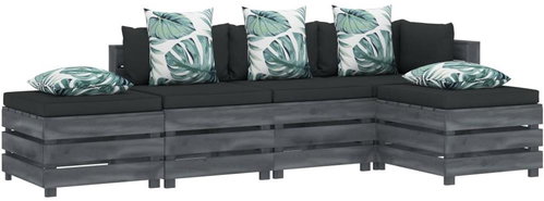 5-piece garden sofa set of pallets flowered cushion wood 3052135 3052135 - Garden Furniture - Main image