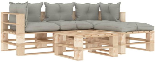 5-piece garden sofa made of pallets with taupe cushions wood 3052261 3052261 - Garden Furniture - Main image