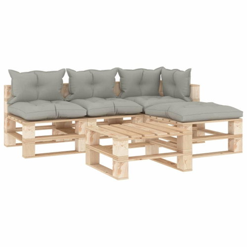 5-piece garden sofa made of pallets with taupe cushions wood 3052266 3052266 - Garden Furniture - Main image