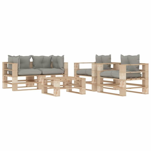 5-piece garden sofa made of pallets with taupe cushions wood 3052272 3052272 - Garden Furniture - Main image