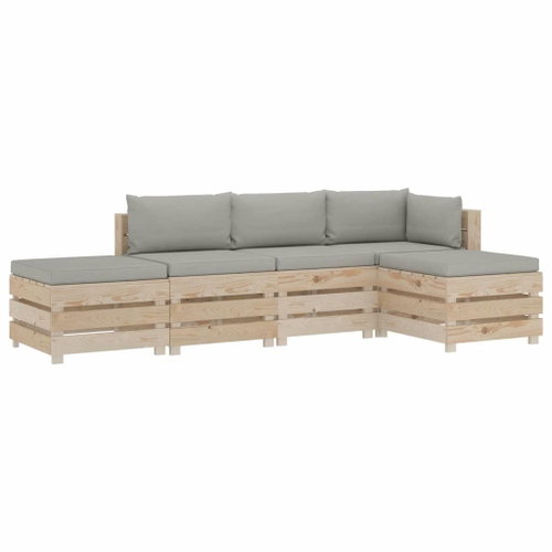 5-piece garden sofa made of pallets with taupe cushions wood 3051790 3051790 - Garden Furniture - Main image