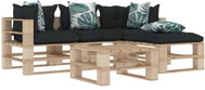 5-piece garden set made of pallets + angled and flowered cushions 3052333 3052333 - Garden Furniture