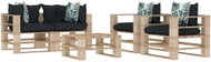5-piece garden set made of pallets + angled and flowered cushions 3052344 3052344 - Garden Furniture