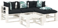 5-piece garden set made of pallets + angled and flowered cushions 3052477 3052477 - Garden Furniture