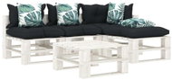 5-piece garden set made of pallets + angled and flowered cushions 3052482 3052482 - Garden Furniture