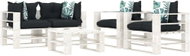 5-piece garden set made of pallets + angled and flowered cushions 3052488 3052488 - Garden Furniture