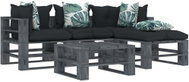 5-piece garden set made of pallets + angled and flowered cushions 3052621 3052621 - Garden Furniture