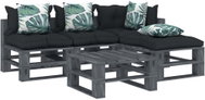 5-piece garden set made of pallets + angled and flowered cushions 3052626 3052626 - Garden Furniture
