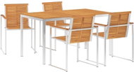 5-piece dining set solid acacia wood and stainless steel 3053379 3053379 - Garden Furniture