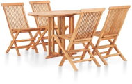 5-piece folding garden dining set solid teak wood 49003 49003 - Garden Furniture