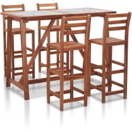 5 - piece garden bar set mosaic tiles and massive acacia - Garden Furniture