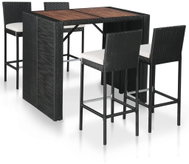5-piece garden bar set polyratan and acacia wood black 43963 43963 - Garden Furniture