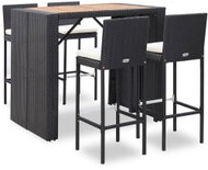 5-piece garden bar set polyratan and acacia wood black 49564 49564 - Garden Furniture
