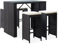 5-piece garden bar set polyrattan and glass black 49568 49568 - Garden Furniture