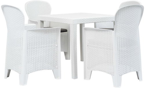 5-piece garden dining set white plastic rattan design 276108 276108 - Garden Furniture - Main image
