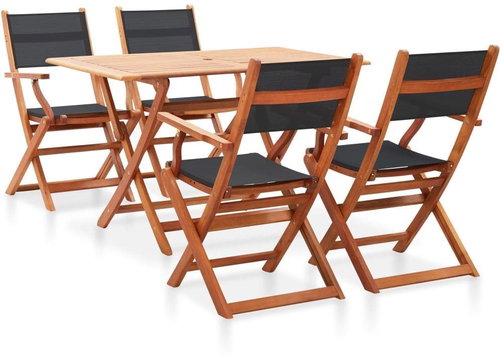 5-piece garden dining set black solid eucalyptus wood 278909 278909 - Garden Furniture - Main image