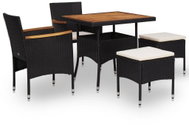 5-piece garden dining set black polyrattan and acacia wood 46169 46169 - Garden Furniture