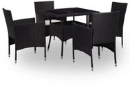5-piece garden dining set black polyrattan and glass 46173 46173 - Garden Furniture