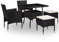 5-piece garden dining set black polyrattan and glass 46175 46175 - Garden Furniture