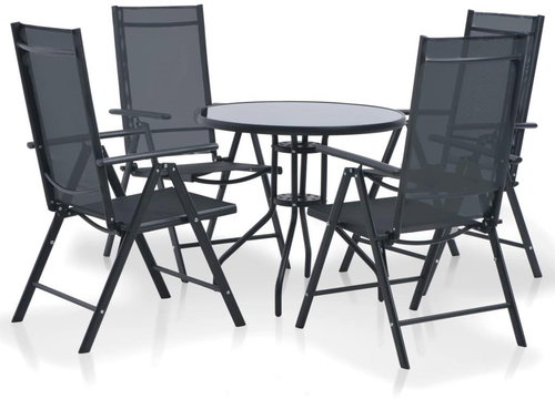 5-piece garden dining set aluminum and textile black 44447 44447 - Garden Furniture - Main image