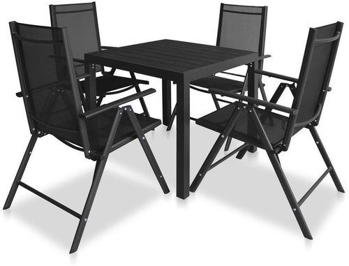 5-piece garden dining set aluminum and WPC black 42769 42769 - Garden Furniture - Main image