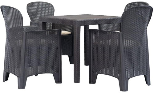 5-piece garden dining set brown plastic rattan look 276120 276120 - Garden Furniture - Main image