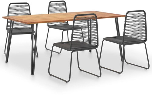 5-piece garden dining set solid acacia wood and polyratan 3054412 3054412 - Garden Furniture - Main image
