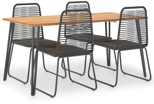 5-piece garden dining set solid acacia wood and polyratan 3054414 3054414 - Garden Furniture - Main image
