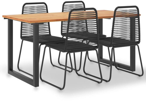 5-piece garden dining set solid acacia wood and polyratan 3054419 3054419 - Garden Furniture - Main image