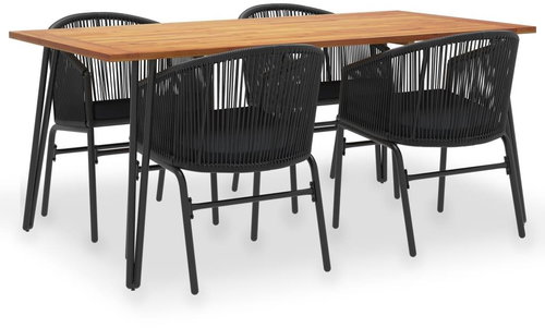 5-piece garden dining set solid acacia wood and PVC rattan 3054413 3054413 - Garden Furniture - Main image