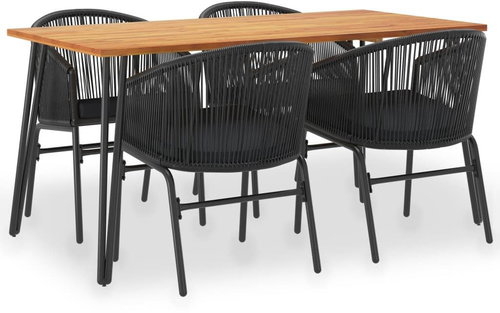 5-piece garden dining set solid acacia wood and PVC rattan 3054415 3054415 - Garden Furniture - Main image