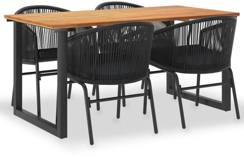 5-piece garden dining set solid acacia wood and PVC rattan 3054420 3054420 - Garden Furniture - Main image