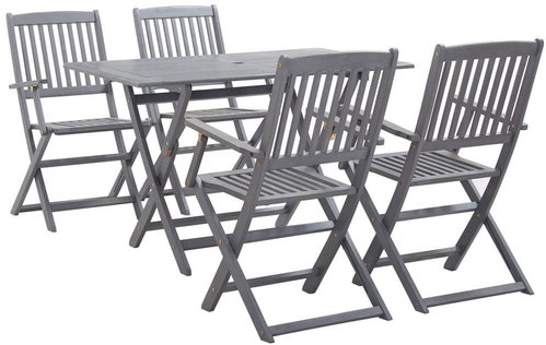 5-piece garden dining set solid acacia wood gray 278921 278921 - Garden Furniture - Main image