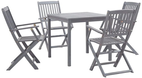 5-piece garden dining set solid acacia wood gray 278925 278925 - Garden Furniture - Main image