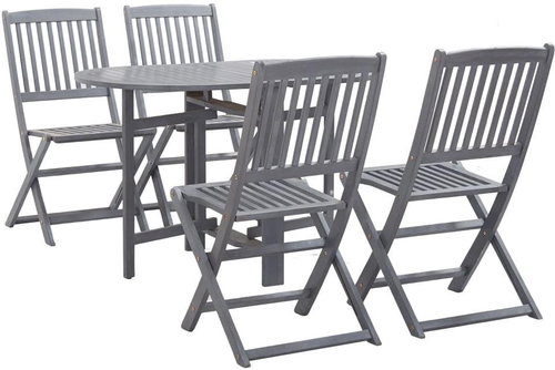 5-piece garden dining set solid acacia wood gray 278926 278926 - Garden Furniture - Main image
