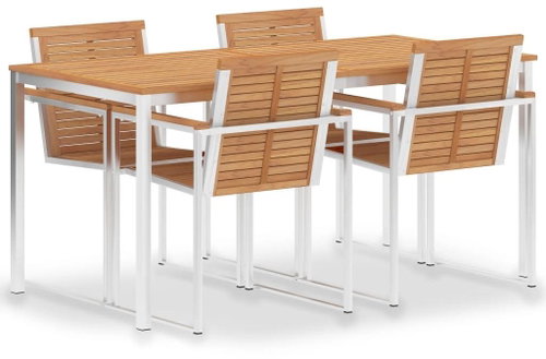 5-piece Garden Dining Set Solid Teak and Stainless-steel 3053385 3053385 - Garden Furniture - Main image