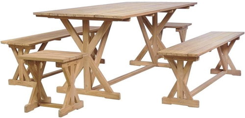 5-piece garden dining set solid teak wood 275876 275876 - Garden Furniture - Main image