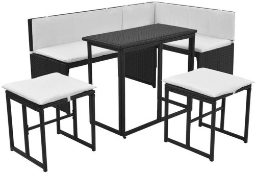 5-piece garden dining set steel polyrattan black 42880 42880 - Garden Furniture - Main image