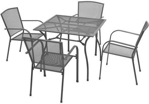 5-piece garden dining set steel anthracite 42707 42707 - Garden Furniture - Main image