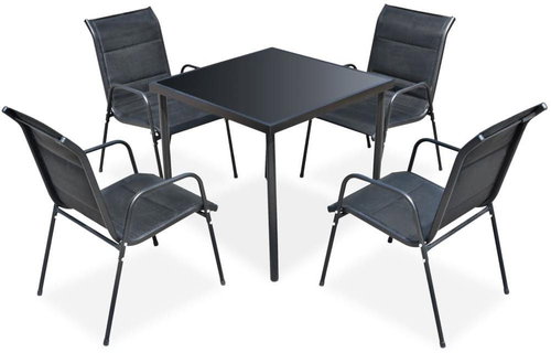 5-piece garden dining set steel black 43312 43312 - Garden Furniture - Main image