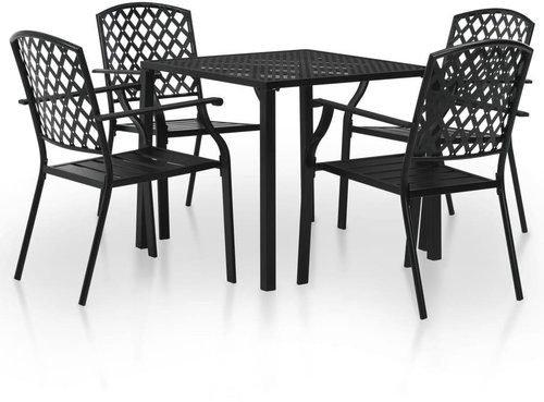 5-piece garden dining set steel black 44270 44270 - Garden Furniture - Main image