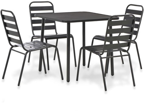5-piece garden dining set steel dark gray 44262 44262 - Garden Furniture - Main image