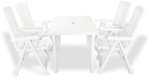 5-piece garden dining set plastic white 274799 274799 - Garden Furniture - Main image