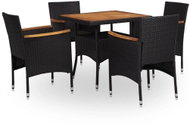 5-piece garden dining set polyratan and acacia wood black 310044 310044 - Garden Furniture